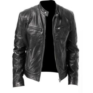 Mens PU leather biker jacket soft finish classic look fashionable outerwear for casual and street style - Product Image 1
