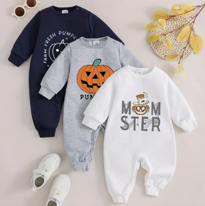 Pijamas de bebé con cremallera, mameluco de bebé, ropa de salida, estampado de letras de bebé, manga larga, estampado informal, Polar, cálido, mono de invierno - Product Image 2