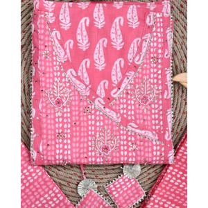 Indian Cotton Salwar Kameez Set with Reyon Dupatta (Pink SHKS1105) - Product Image 2