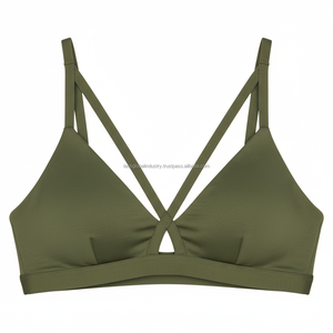 Sujetador deportivo sexy con abertura en la espalda para mujer, top corto halter de alto soporte para yoga, acolchado - Product Image 4