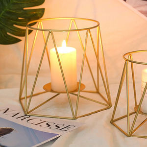 Bougeoir plaqué or de Style nordique chandelier en verre d'artisanat géométrique européen pour Noël décorer le Style de luxe - Product Image 1