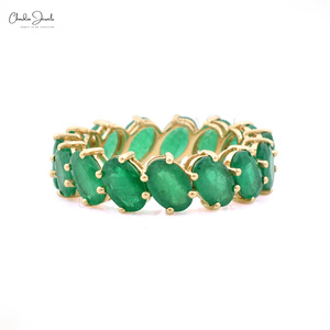 100% Natural Emerald Wedding <b>Band</b> 6.35 Ct Oval Cut Gemstone Eternity <b>Ring</b> <b>Band</b> for Women Fine Jewelry Factory Wholesale Price - Product Image 1