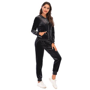 Y2k Style Survêtement Logo Personnalisé Mode Femmes Loisirs Sportswear Vêtements D'entraînement 2 Pièces Ensemble Velours Survêtement Jogging Costume - Product Image 5