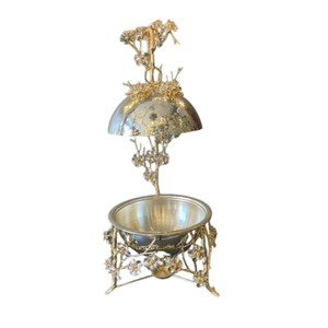 Calentador de Buffet de Acero Inoxidable de Alta Calidad con Soporte de Diseño Floral Negro y Dorado para Catering de Bodas - Product Image 6