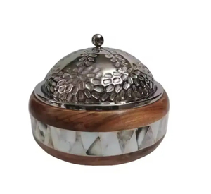 Artistic Mother of Pearl Hot <b>Pot</b> <b>with</b> Transparent Glass <b>Lids</b> High-Quality Handcrafted Stainless Steel Casserole for Fine Dining - Product Image 2