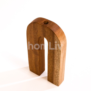 Vase en bois de teck naturel fait main, léger, durable, en forme de U, porte-fleurs en bois, jardinière moderne pour intérieur/extérieur - Product Image 4