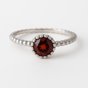 Classy Romantic Fine Jewelry Rhodium Plated <b>Garnet</b> Bezel Set <b>Ring</b> <b>Silver</b> Band for Women's Wedding Engagement Party Everyday Wear - Product Image 1