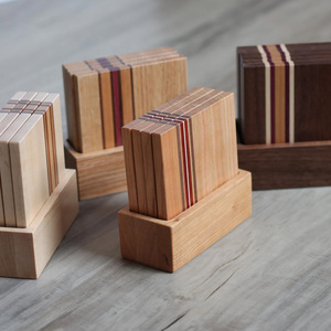 Handmade Classic Striped Wooden Coasters Resin and <b>Silicone</b> Tea Cup Coasters Best Home Decor for Kitchen and Household - Product Image 5