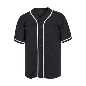 Camiseta de Béisbol Unisex Negra de Manga Corta con Botones al Frente, Absorbente de Humedad, Color Sólido, Corte Regular, para Todas las Temporadas, 100% Algodón - Product Image 6