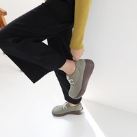 [JSHOE] Chaussures décontractées pour femmes, en cuir d'agneau véritable fait main, confortables, plateforme de 5,5 cm, chaussures de marche