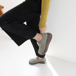 [JSHOE] Chaussures décontractées pour femmes, en cuir d'agneau véritable fait main, confortables, plateforme de 5,5 cm, chaussures de marche - Product Image 5