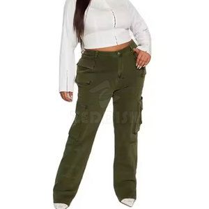 New Arrival Women Plus Size Casual Cargo <b>Pants</b> Mid Waist Flat Summer Breathable 100% Cotton Quick Dry Customizable Wholesale - Product Image 6