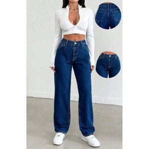 Jean en denim bleu pierre de luxe pour femme, coupe large rétro, taille haute, coupe décontractée, extensible doux, durable, écologique, style streetwear - Product Image 6