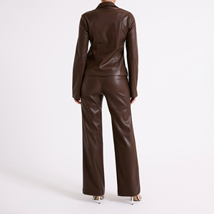 Pantalons en cuir véritable PU de qualité supérieure pour femmes, streetwear décontracté, taille haute, ODM personnalisé, hiver respirant, écologique - Product Image 6