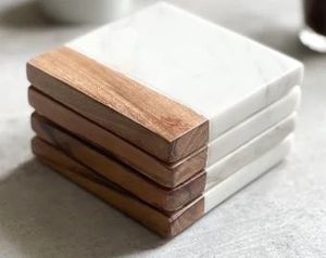 <b>Top</b> Quality <b>Resin</b> Decorative Solid Wood Tea coaster <b>Resin</b> Insulation Pad Custom Coasters Home and Kitchen - Product Image 5