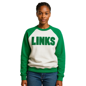 Il link incorporava felpa bianca con maniche Raglan verdi nero Civic e professionale organizzazione di abbigliamento personalizzato - Product Image 1