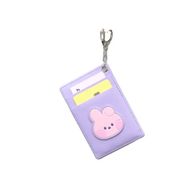 BTS BT21 minini Leather Patched Picture Card Holder Key Ring ID Cards Soft Handy Fancy Trendy Fashion Practical Leather Wallets