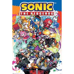 Póster moderno de Sonic the Hedgehog con personajes de cómic para decoración de pared - Product Image 1