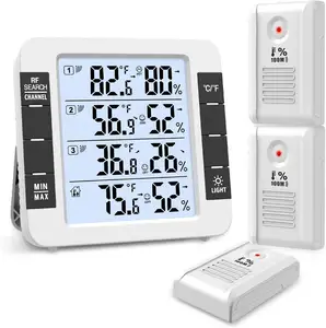 带3个无线传感器的室内室外温度计、带最小/最大记录的数字湿度计温度计、室内温度计