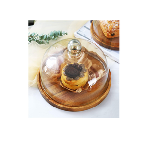 Multi-Functional Wooden Food Holder Serving Platter with <b>Glass</b> <b>Dome</b> Wood Cupcake <b>Display</b> Cake Server - Product Image 4