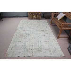 Tapis turc vintage, grand tapis de 5,4 x 9,1 pieds, tapis en laine marocain vert rose - Product Image 1