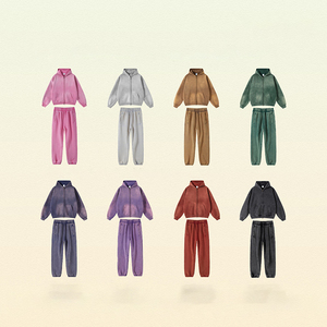 Sweats à capuche et pantalons de survêtement pour hommes, teints à la cire et lavés à l'acide, costume rétro tendance pour hommes et femmes, logo personnalisé - Product Image 5