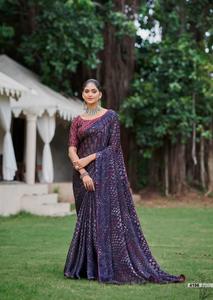 Saree en soie douce Barraso avec imprimé et chemisier de travail fantaisie par Fabzone - Product Image 2