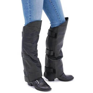 Demi-gambes en cuir pour femmes avec ceinture pour la conduite à moto - Product Image 1