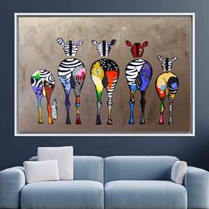 Elegante Impresión en Lienzo de Banksy con Diseño de Cebra: Arte Pop Graffiti, Lienzo con Marco Blanco - Product Image 1