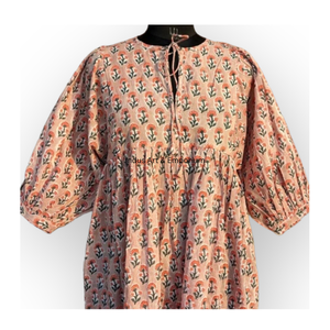 เดรสแม็กซี่ลายดอกไม้สไตล์อินเดียเดรสลำลองแขนยาวพิมพ์ลายสไตล์โบฮีเมียน - Product Image 1