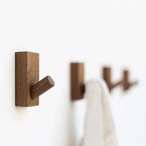 Oak Wood Wall Hooks Wooden Wall <b>Hanger</b> Coat Hook Towel <b>Hanger</b> Hat rack Decor Wall Hook Rack Modern Wooden Coat <b>Hanger</b> - Product Image 5