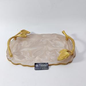 Bandeja de Servicio Móvil de Resina Moderna de Primera Calidad para Mayoristas, Bandeja Decorativa Hecha a Mano para Decoración del Hogar - Product Image 2