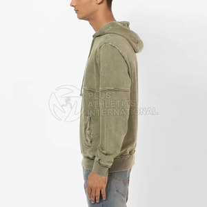 เสื้อฮู้ดผู้ชายผ้าฝ้ายผสมกรดเสื้อมีฮู้ดสำหรับฟิตเนสยิมและกีฬาแฟชั่นผู้ชายซักกรดแบบพรีเมียม - Product Image 3