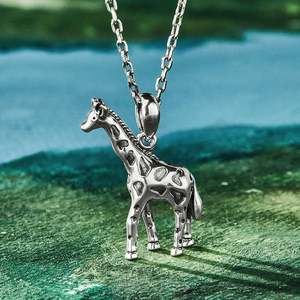 Jeulia Sterling Silver African <b>Giraffe</b> <b>Necklace</b> with Rose Gold Zircon Diamond & Pearl - Product Image 4