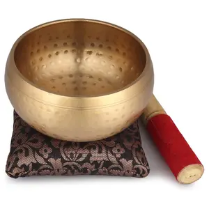 Fabricant de bol chantant en laiton fait à la main religieux antique de qualité supérieure nouveau bol chantant tibétain de conception pour la méditation et la guérison - Product Image 1