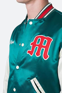 Chaqueta Bomber Universitaria Deportiva Unisex de Alta Calidad con Letras Universitarias, Chaqueta Satinada con Logotipo Frontal para Hombre - Product Image 6