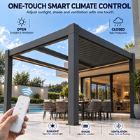 Pergola bioclimatique motorisée électrique en aluminium avec toit à lames orientables, étanche, pour jardin et terrasse extérieure, avec télécommande