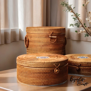 Cesta de almacenamiento de ratán de alta calidad, cesta de ratán para vajilla hecha a mano de Vietnam - Product Image 1