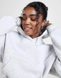 Ropa deportiva gris de alta calidad para mujer, Jersey holgado, Sudadera con capucha recortada, Material transpirable antiarrugas, parte delantera para ropa de calle de gimnasio - Product Image 4