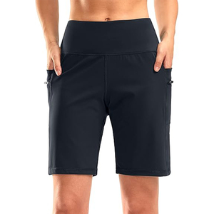 Bermuda athlétique taille haute pour femmes 9 ''longueur au genou respirant Gym Yoga entraînement Shorts poches zippées pour l'entraînement - Product Image 5