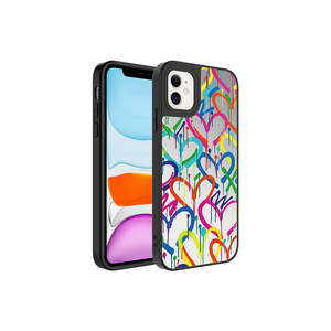 Coque en silicone de luxe avec motif cœur et miroir pour iPhone 12 14 Plus 8 Plus, protection brillante de l'appareil photo, électroplaquée - Product Image 1