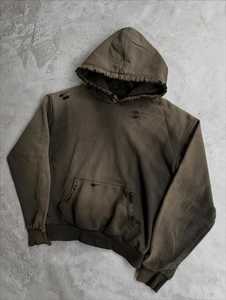 Custom <b>Men</b> Full Hoodie Acid Wash Oversize <b>Pullover</b> Zipper Design Spring Season Distressed Screen Printed Wholesale Hoodies - Product Image 3