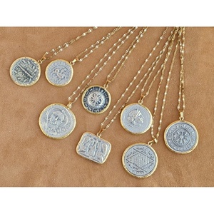 Collar con Colgante de Diseño de Moneda Antigua, Chapado en Oro y Plata, para un Elegante Atractivo de Reventa - Product Image 1