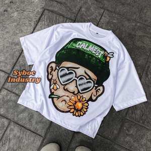 T-shirt surdimensionné vintage 280 GSN coton biologique lourd sérigraphie personnalisée épaule tombante sur la taille t-shirt pour garçons - Product Image 5