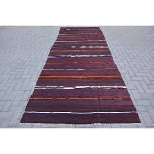 Tapis turc vintage de grande surface traditionnel brun 4.8 X 12.4ft motif patchwork laine matériau latex pour chambre d'adolescent couloir - Product Image 1