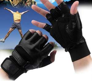 Gants de musculation professionnels en cuir de haute qualité, demi-doigts, antidérapants, avec logo personnalisé - Product Image 1
