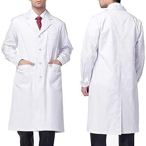 Blouse de laboratoire blanche en coton professionnel avec manches longues et poches profondes Uniformes hospitaliers pour usage clinique et laboratoire - Product Image 1