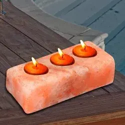 Soporte de luz de té de tres agujeros de sal de roca del Himalaya, portavelas Rectangular de sal de cristal Natural del Himalaya de 3 agujeros - Product Image 5