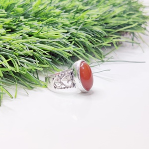 แหวนเงิน Carnelian Cabochon แหวนเงินดีไซน์เนอร์แหวนน้ำหนักเบา - Product Image 3