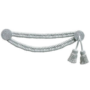 Aguillete de Color Aluminio con Cordón, Azul Marino Sedoso con Etiquetas Plateadas, Bandas y Cuerda Trenzada, Aguillete Ceremonial - Product Image 1